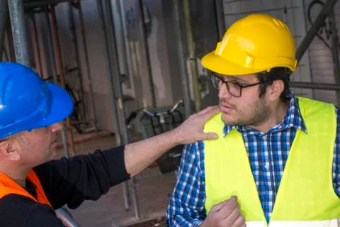 Two construction workers 스톡 사진