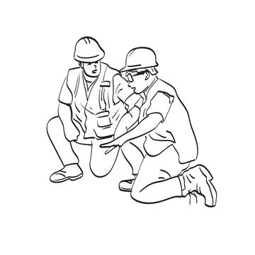 Two construction workers talking in hard hats illustration vector isolated Stock Illustration