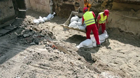 Two Construction Workers, Teamwork Stock Footage 29404990