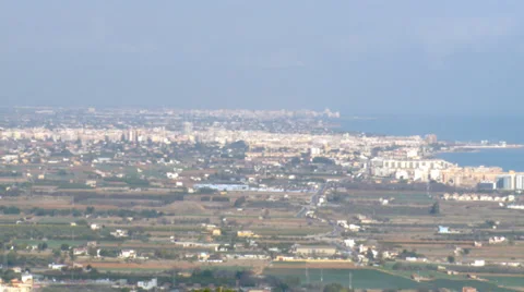 Two contiguous seaside towns from the mountain Stock Footage 37241755