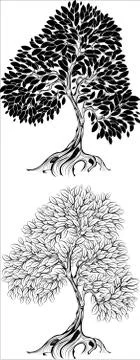 Two Contour Trees Иллюстрация