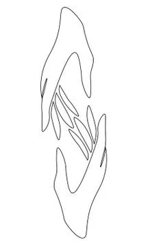 Two contoured hands reaching for each other Stock Illustration