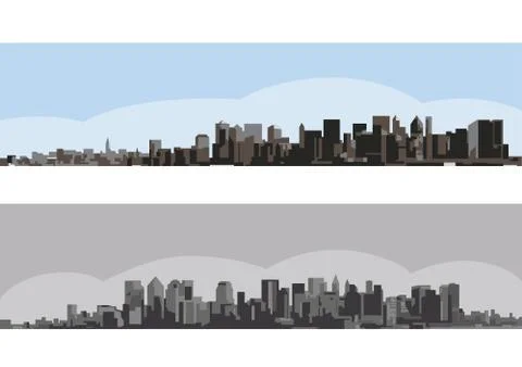 Two contours of a large city. Stock Illustration