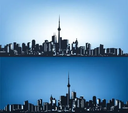 Two contours of a large city. Stock Illustration