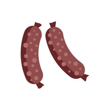 Two cooked sausages are lying next to each other in a minimalist style Ilustração Stock