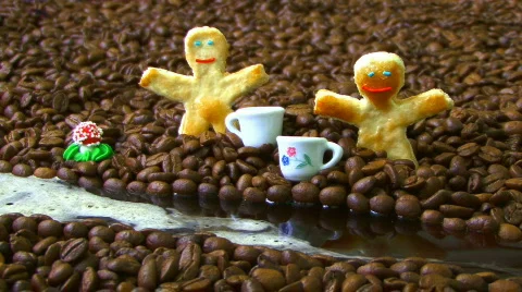 Two Cookie Man in Coffee Land 動画素材 823439