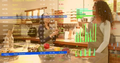 Two cooks chopping vegetables then grabbing wooden spoons, starting dancing and Stock Footage 316888264