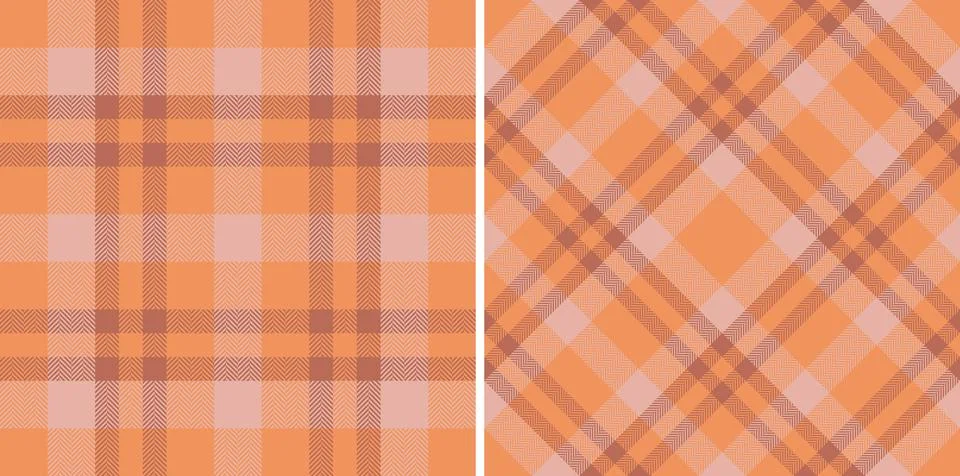 Two coordinating plaid patterns in warm orange tones. Perfect for textile des Stock Illustration