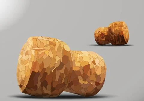 Two corks lying gray background Stock Illustration