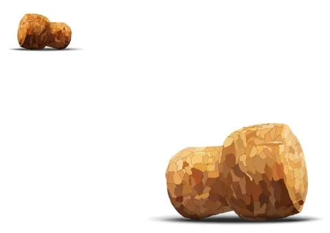 Two corks lying white background Stock Illustration