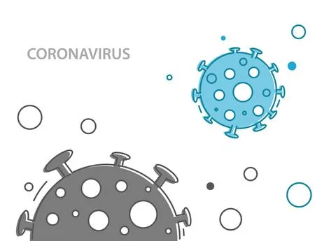 Two coronaviruses on white background.Thin lines marks.Outline symbol for web Stock Illustration