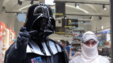 Two cosplay dressed as Star Wars characters at the Lucca Comics &amp; Games 2017 Stock Footage 83348507