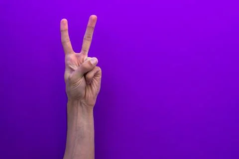 Two counting hands isolated on purple background Stock Photos