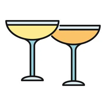 Two coupe glasses with drinks celebrating party toast Stock Illustration