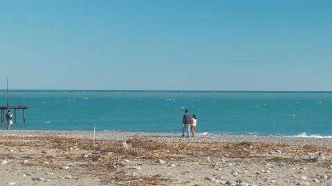 Two couple walking on the beach Stock Footage 168300169
