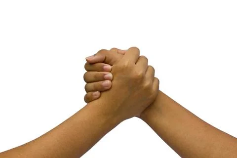 Two coupled hands, isolated on white background Stock Photos