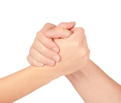 Two coupled hands, isolated on white background Stock Photos