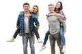 The two couples fun on the white background Photo