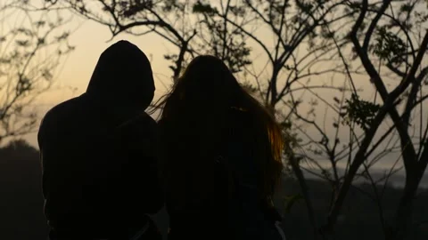 Two couples sitting watching the sunrise Stock Footage 314981374