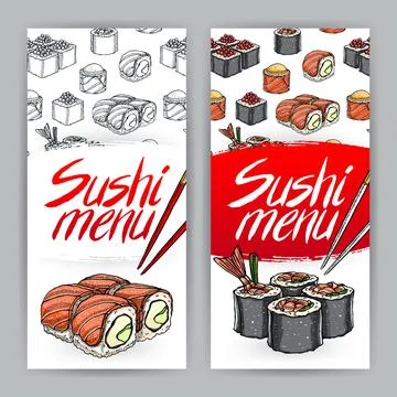 Two covers for sushi menu Stock Illustration