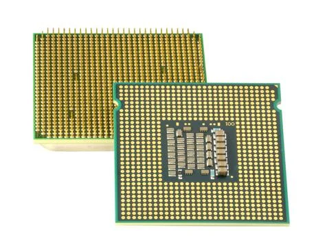 Two CPU, hyper DoF. Computer accessories, modern central processors, isola... 스톡 사진
