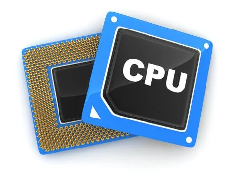 Two CPU on white background (done in 3d, cgi) Stock Illustration