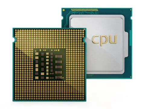 Two CPUs isolated on white background. 3D illustration Two CPUs isolated o... 스톡 사진