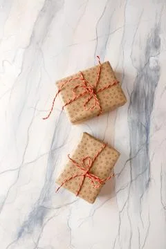Two craft cardboard gift boxes Stock Photos