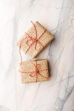 Two craft cardboard gift boxes Stock Photos