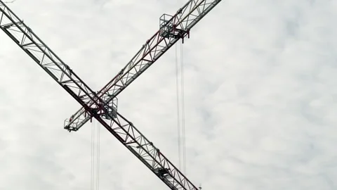 Two Crane Booms in Motion Stock Footage 321427667