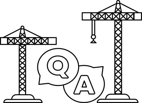 Two cranes are standing next to each other with a Q and A written on them Stock Illustration