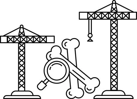 Two cranes are standing next to each other, one of which has a skull on it Stock Illustration