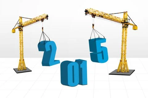 Two cranes build number 2015 库存插图
