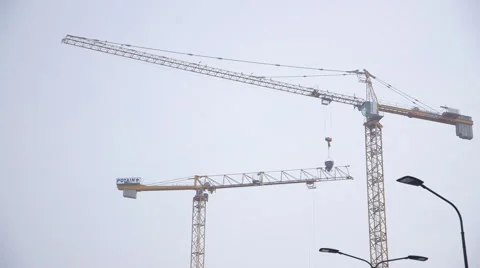 Two Cranes in Central Milano sky. Stock Footage 65194032