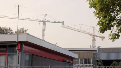 Two Cranes At Industrial Location Stock Footage 127032089