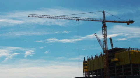 Two Cranes Moving at a Construction Site Stock-Footage 240531850