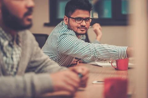 Two creative guys discussing project Stock Photos