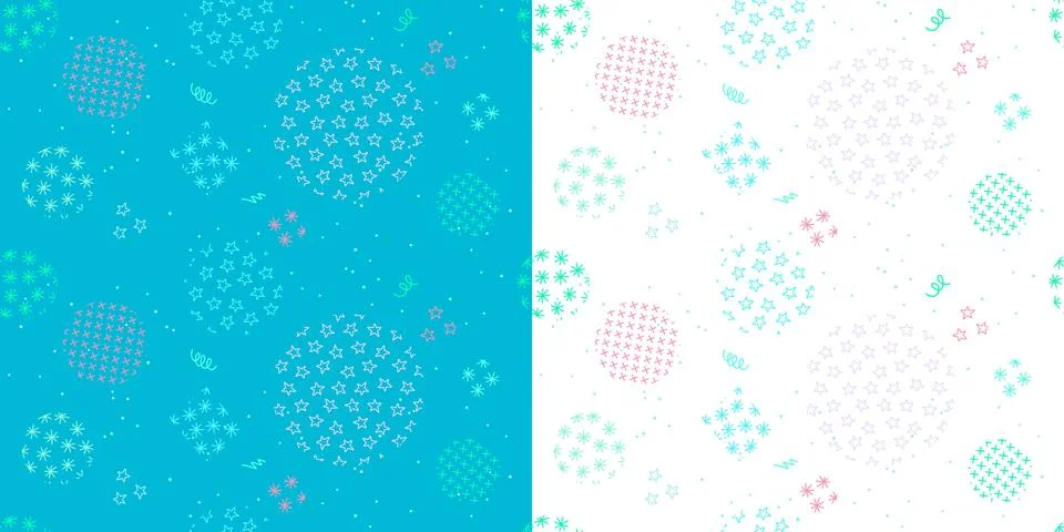 Two Creative Seamless Abstract Winter New Year Vector Patterns Stock Illustration