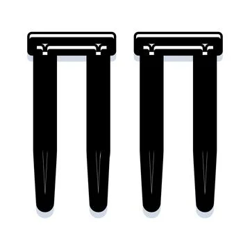 Two cricket stumps bails black white Stock Illustration