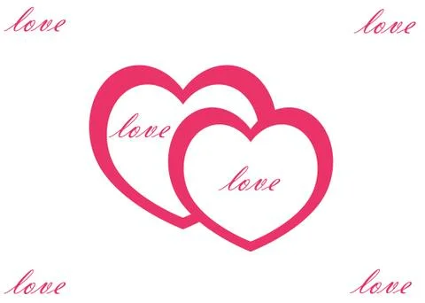 Two crimson hearts Stock Illustration