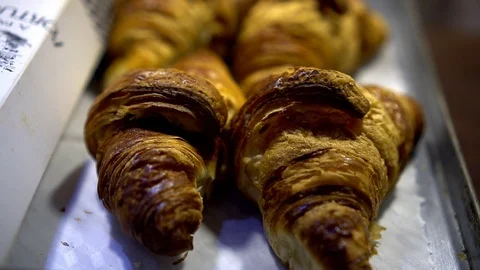 Two croissants close up Stock Footage 101187003