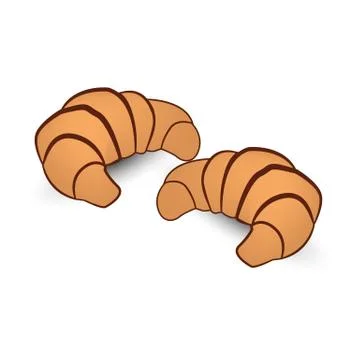 Two croissants flat design isolated on white background. Vector illustration  Stock Illustration
