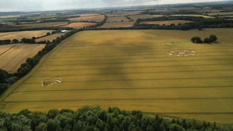 Two Crop Circle, 4K Drone View in Winchester, 4th July 2023, Double 4K Stock Footage 265485274