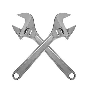 Two crossed adjustable spanner. Isolated Stock Photos