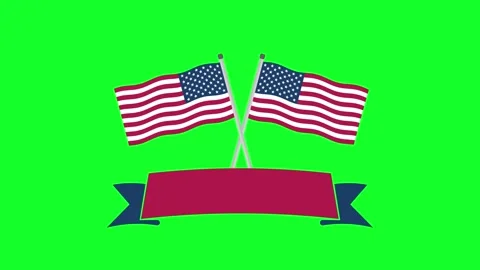 Two crossed American flags waving on poles, 4k animated loop of USA nationa.. Stock Footage 336413370