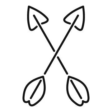 Two crossed arrows forming an x shape, archery symbol Stock Illustration