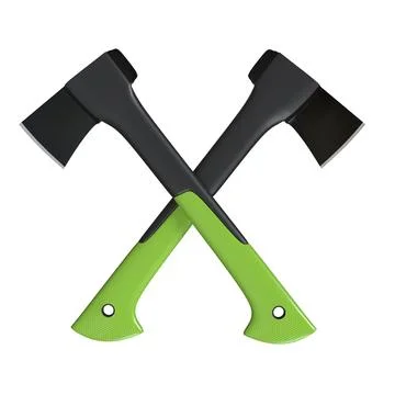 Two crossed axe on the white background. Axe with Fibreglass Handle Illustrazione stock