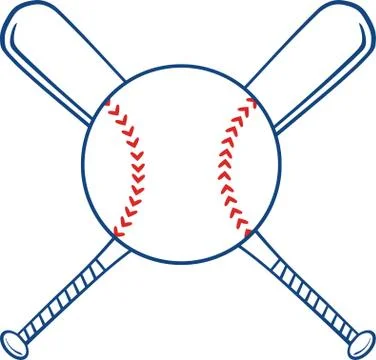 Two Crossed Baseball Bats And Ball Stock-Illustration