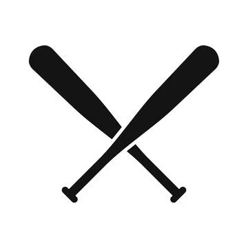 Two crossed baseball bats icon in flat style. Stock Illustration