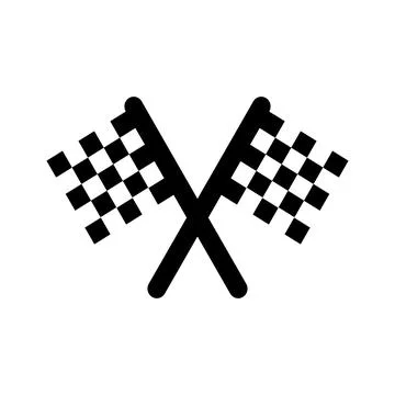 Two crossed checkered flags. Finish concept. single black flat icon. Vector i Stock Illustration